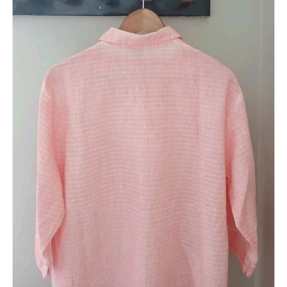New Focus Popover Waffle Textured Blouse Size Small Pink Lagenlook Buttons - Picture 7 of 9
